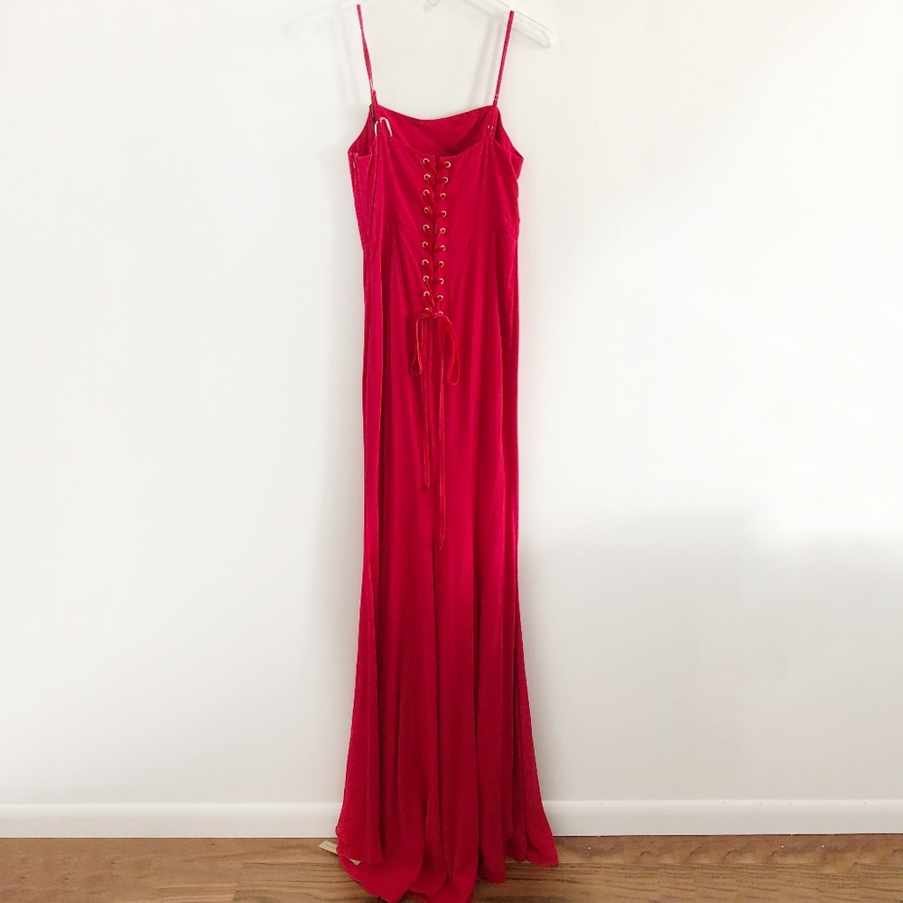 ✨sold✨reformation • dahlia red lace up back dress - Picture 7 of 8